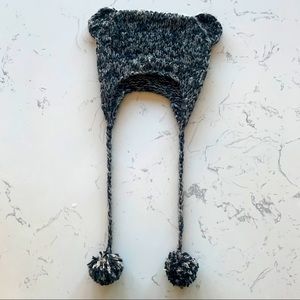 Knit Beanie w/Ears & Pom-Poms